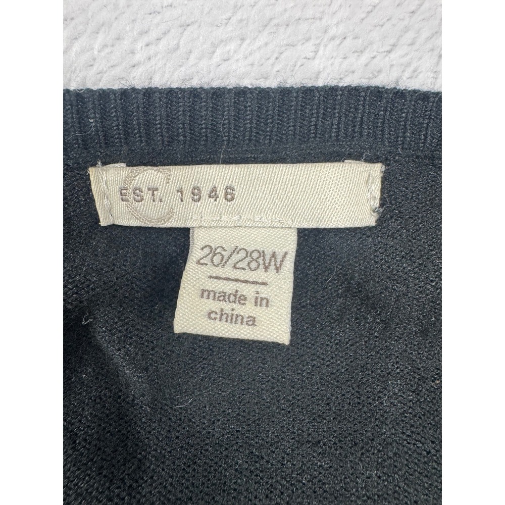 Catherines Est 1946 Womens Black Button Front Cardigan Sweater 26/28W Plus Size - Picture 2 of 5